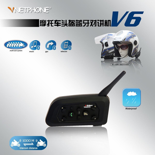 No radiation motorcycle real time Bluetooth radio 1 to 6 outdoor full duplex wireless helmet Bluetooth radio V6