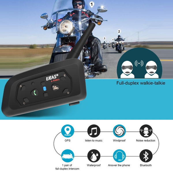 Bluetooth Motorcycle Interphone Helmet Intercom Headset with Mic 1200m Taking Range for Riders Communicator EJEAS Freeshipping