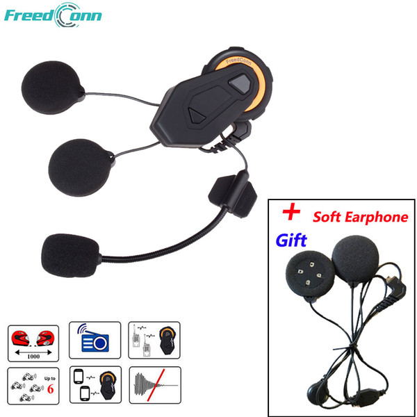 FreedConn 1500M T-Max 6 Riders BT Interphone with FM Helmet Intercom Headset FM intercomunicador moto+ Soft Earpiece