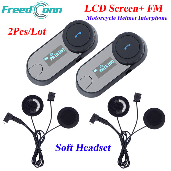 2Pcs Freedconn Motorcycle Helmet Intercom Bluetooth Interphone Intercom Headsets Bluetooth Interphone FM Radio Soft Earpiece Helmet Intercom