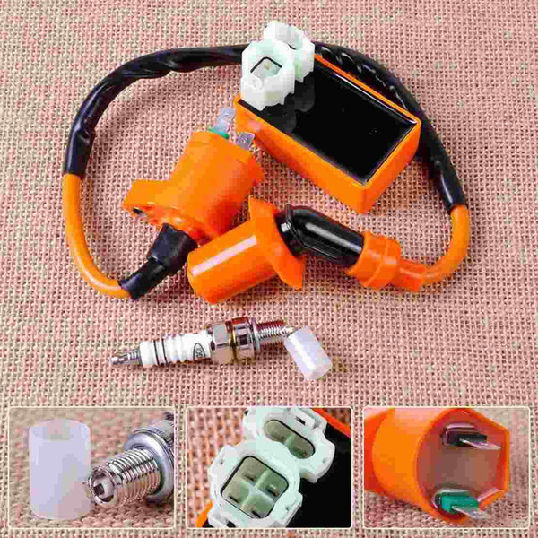 Racing Ignition Coil + Orange 6 Pin CDI Box + Spark Plug for GY6 50cc 70cc 90cc 125cc 150cc Scooter Go Kart Moped QMI157