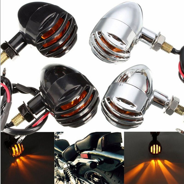 Original Metal Bullet Black Silver Amber Bulb Light Motorcycle Turn Signal For Harley Suzuki KAWASAKI Honda Modification Parts