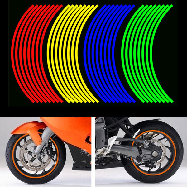 16 Strips Bike Car Motorcycle Wheel Tire Reflective Rim Stickers And Decals Decoration Stickers 18