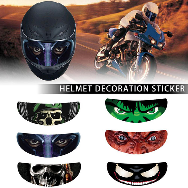 Helmet Decoration Sticker Detachable Motorcycle Racing Helmet Lens Visor Sticker Personality Cool Applique Halloween Decoration