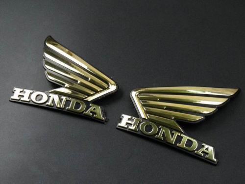 Motorcycle 3D ABS Gold Fuel Tank Emblem Decal Sticker Custom For Honda Wing Pair