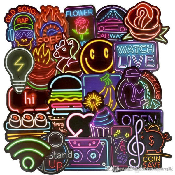 Fashion clear Neon sticker 500 pieces popular personalized cartoon graffiti sticker mobile phone notebook car motorcycle trolley case 004