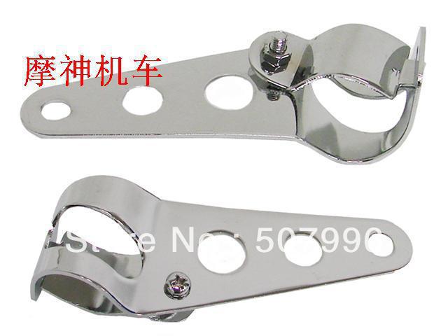 Free shipping 1 Pair Chrome Headlight Mount Brackets Fork Ears Motorcycle Bobber Cafe Racer 33mm - 43mm D-908