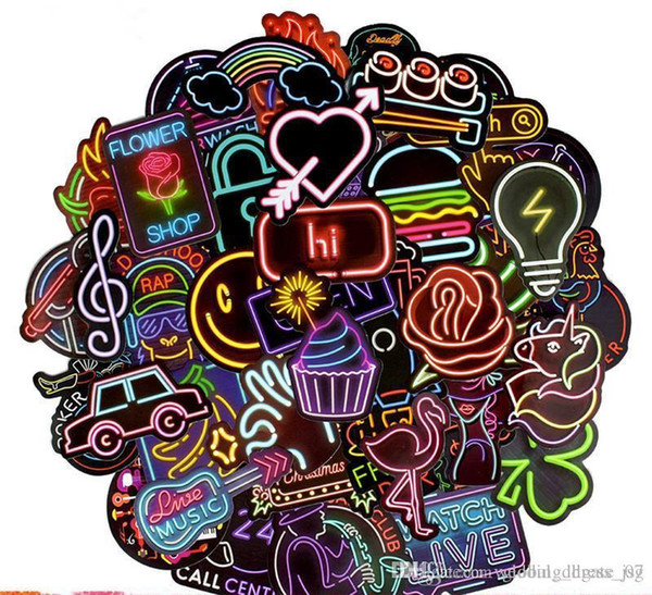 Fashion clear Neon sticker 500 pieces popular personalized cartoon graffiti sticker mobile phone notebook car motorcycle trolley case 006