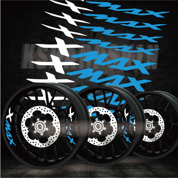 Creative fashion racing tires LOGO film trend decorative color letters motorcycle stickers inner edge reflective decals for YAMAHA XMAX