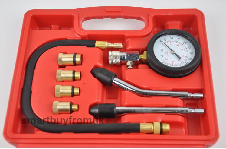 Petrol Engine Compression Tester Test Gauge Kit Car Motorcycle Garage Tool Free shipping