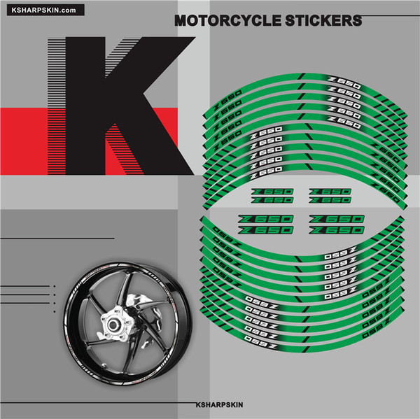 Motorcycle tyre Stickers inner wheel reflective decoration decals fit KAWASAKI Z650 Creative applique rim decoration