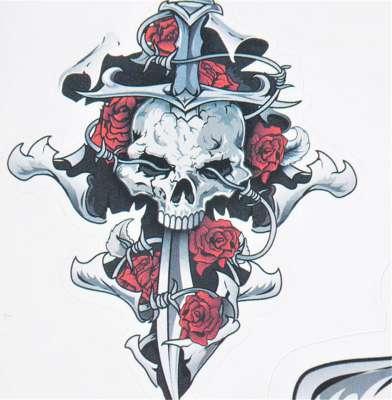 1PCS Self-adhesive Red Rose Skull Motorcycle Stickers Motor Decals Helmet Stickers Car Styling Decoration Cool Car Sticker