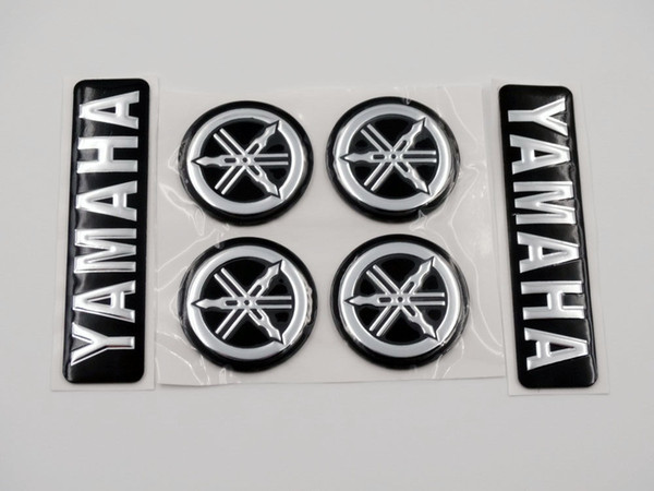 Black Silver 3D Emblem Decal 7cm plus Tuning Fork 3cm for All Yamaha Models motorcycles Custom