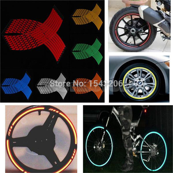 16 Strips Wheel Sticker Reflective Rim Stripe Tape Bike Motorcycle Car 16 17 18inch small order no tracking