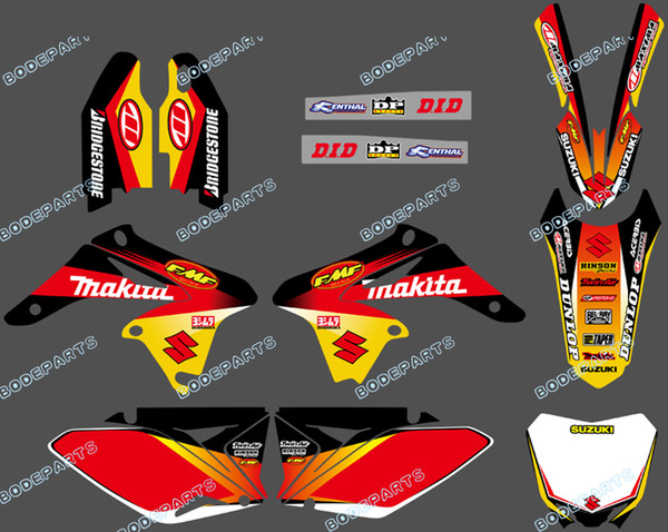 0150 New TEAM GRAPHICS & BACKGROUNDS DECALS STICKERS Kits for Suzuki RMZ250 2010 -2016