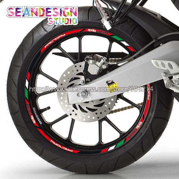 For Aprilia Racing Aprilia Factory RS4 RS125 Tuono Caponord RSV4 Motorcycle Wheel Sticker Decal Reflective Rim Bike Suitable