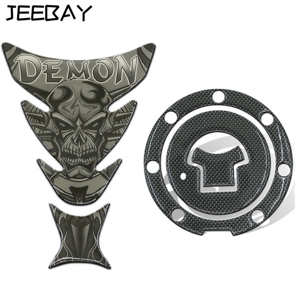 JEEBAY Motorcycle car Accessories Tank Pad 3D Carbon Fiber Waterproof Devil Skull motocicleta racing sticker and Decals