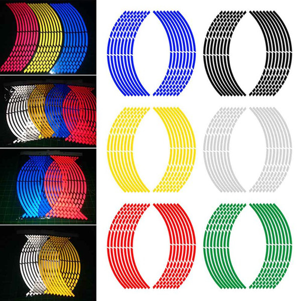 Reflective Tape Car Motorcycle Rim Stripe Wheel Decal Stickers Car Accessories Car Rim Tape Sticker 16pcs/Set