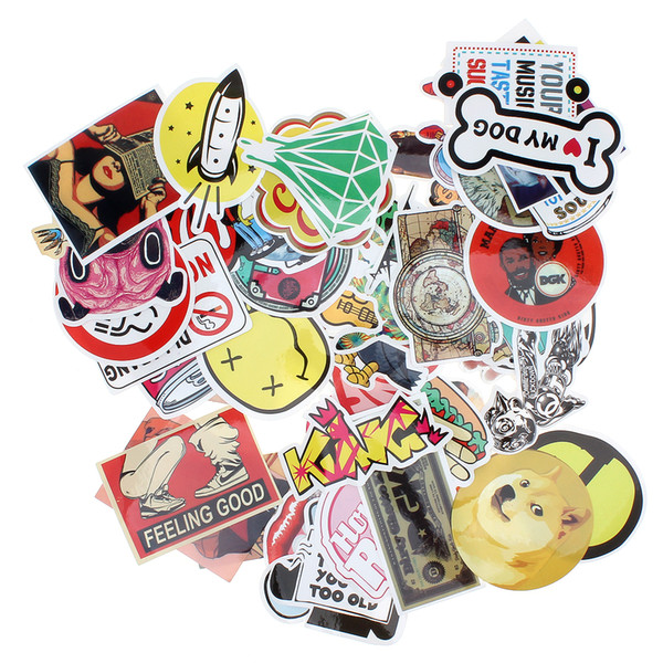 50pcs Mixed Single Sticker Waterproof Home Decor Doodle Laptop Motorcycle Bike Travel Case Decal Car Accessories CDE_00F