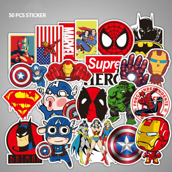 car Stickers Marvel Anime Classic Stickers Toy For Laptop Skateboard Luggage Decal Decor Funny Iron Man Spiderman Stickers For Kids