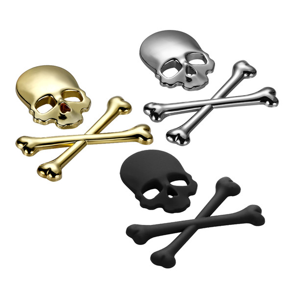 3D Skull Metal/ABS Skeleton Crossbones Car Motorcycle Sticker Label Skull Emblem Badge car styling stickers decal accessories