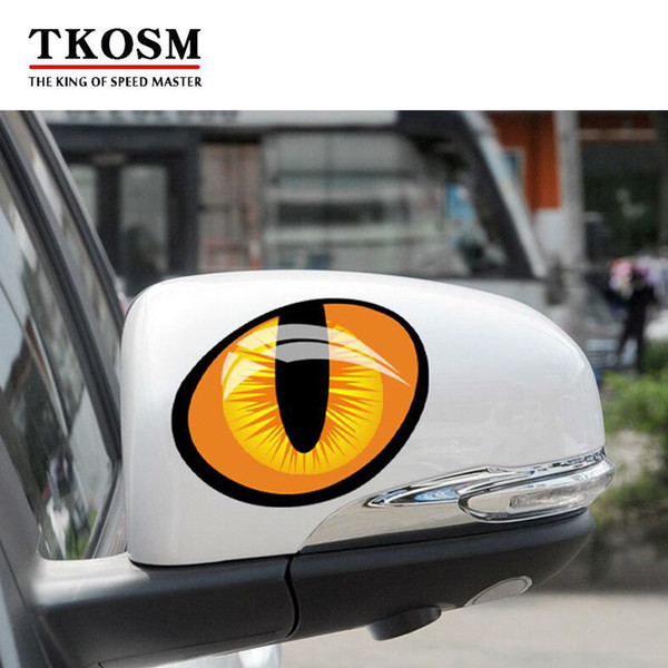 TKOSM 2pcs Cute Simulation Cat Eyes Car Stickers 3D Vinyl Decal for Rearview Mirror Car Head Engine Cover Windows Decoration 10.5*7.5cm