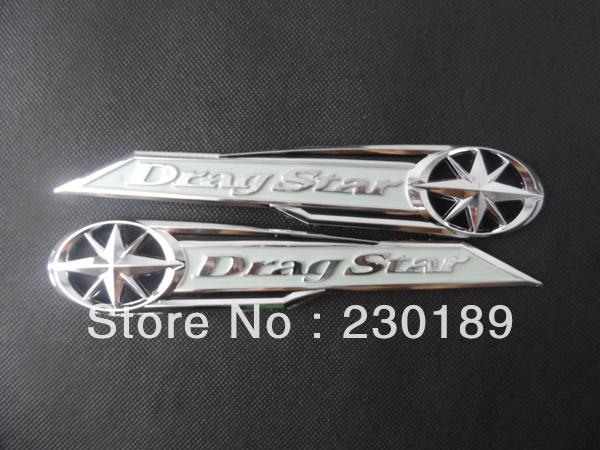 5pair/lot Drag Star Classic Chrome Gas Tank Badge/Emblem Badge Decal Silver Fits For Yamaha Vstar XVS XV 400 650 Free Shipping