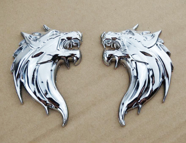 3D Metal Wolf Decal Motorcycle Auto Car Sliver Emblem Stickers Badge Custom