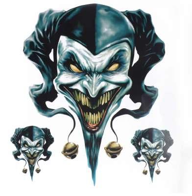 1 Set Cartoon Clown Jester Motorcycle Sticker For Motorbike Hoods Trunk Thriller Rear Window Decal Evil Clown Devil Decoration