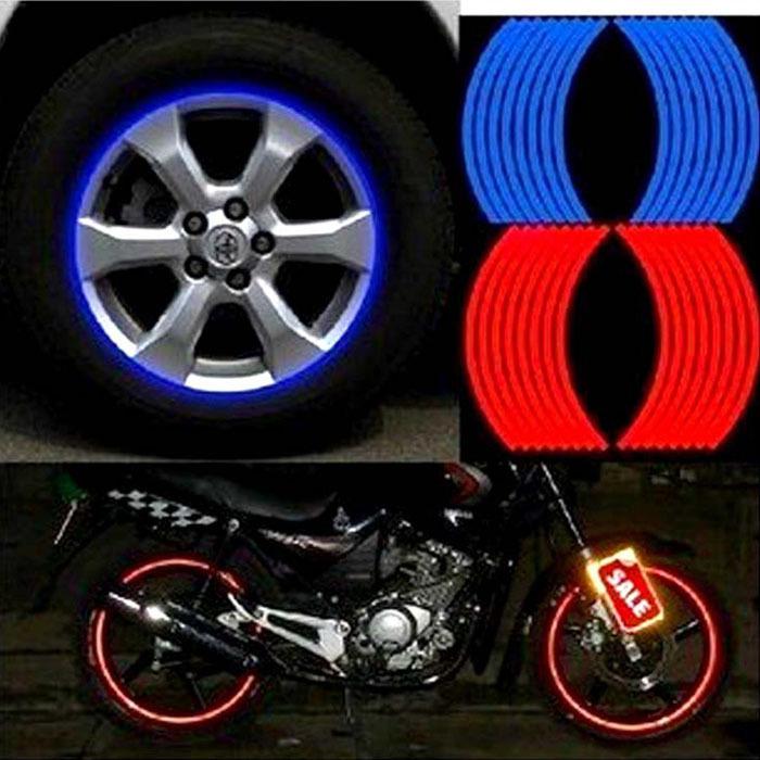 New 18pcs Strips Motorcycle Car Wheel Tire Stickers Reflective Rim Tape Car Styling Jecksion