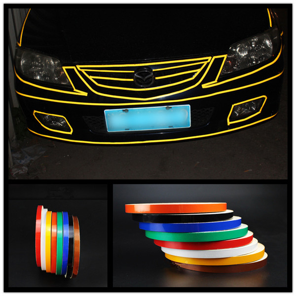 8 Color Reflective Tape for Auto Exterior Decoration Door Trim Stripes 1 cm 8 Color Universal PVC Car Stickers