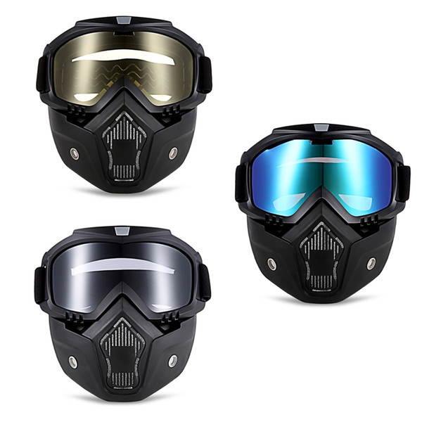 MT-009 Motorcycle Goggles with Detachable Mask and Mouth Filter Harley Style Skiing Motorcycle Bike ATV Motocross UV Protection Goggles