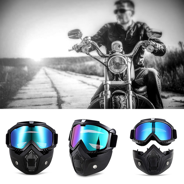 MT-009 Motorcycle Goggles Detachable Mask Mouth Filter Harley Style Skiing Motorcycle Bike ATV UV Protection Padding Helmet Sunglasses