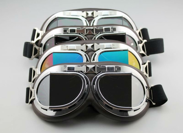 Aviator Pilot Cruiser Motorcycle Scooter ATV Goggle Eyewear T08Y Five Lens Clear Smoke Colorful silver Yellow