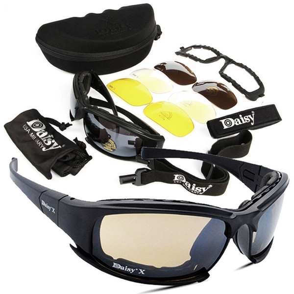 Daisy C5 Polarized Army Goggles Military Sunglasses 4 Lens Kit Men's Desert Storm War Game Tactical Glasses Sporting #20