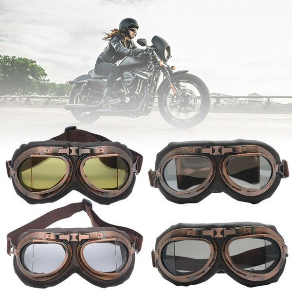 Motorcycle Retro Riding Goggles Glasses Helmet Windproof Anti-fog UV Protection Glasses Yellow/Clear/Silver/Gray