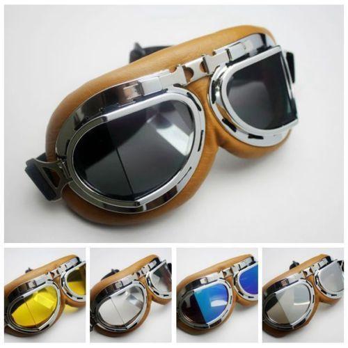 Aviator Pilot Cruiser Motorcycle Scooter ATV Goggle Eyewear T08Y Clear Colourful Brown Lens Brown Silver Yellow free shipping Free Shipping