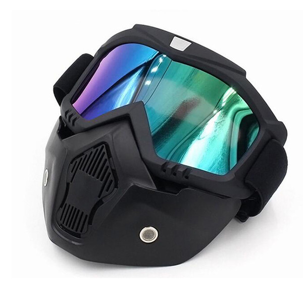 Motorcycle Face Mask Detachable Modular Riding Helmet Motorbike Goggles Shield Open Face Mask Glasses Eye Protector