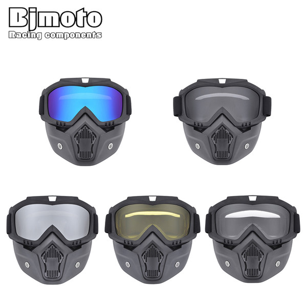 BJMOTO Motorcycle Goggle Dirt Bike Motocross Goggles Anti-Distortion DustProof Anti Wind Eyewear with Face Mask Glasses