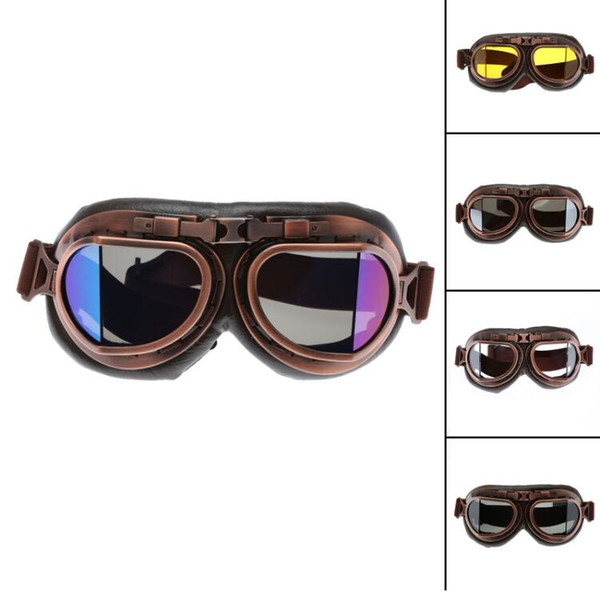 Motorcycle Goggles Glasses Vintage Motocross Classic Goggles Retro Aviator Pilot Cruiser Steampunk ATV Bike UV Protection Copper