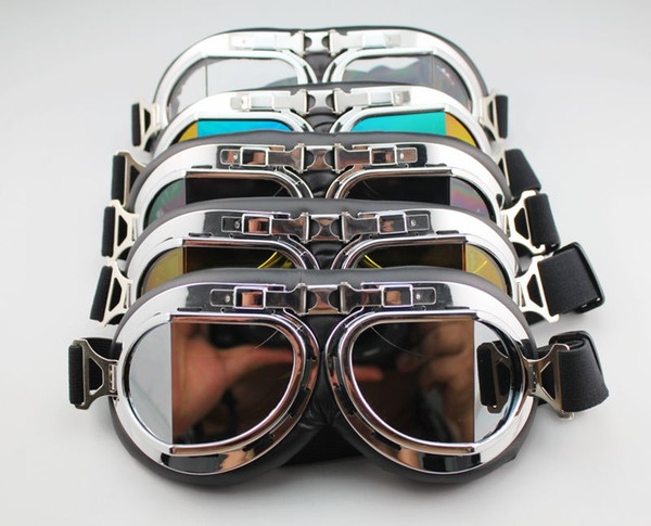 Aviator Pilot Cruiser Motorcycle Scooter ATV Goggle Eyewear T08H Five Lens Clear Smoke Colorful silver Yellow availble DHL free