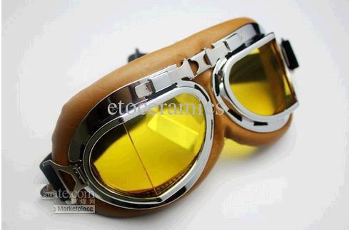 New Aviator Pilot Cruiser Motorcycle Scooter ATV Goggle Eyewear T08YClear Lens Brown lens Yellow silver lens colorful lensFree Shipping