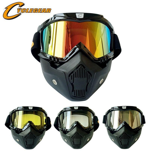 2016 Cyclegear Mask Goggles Motocross Helmet Goggle Detachable Mouth Filter Fitting Open Face Helmet Retro Style