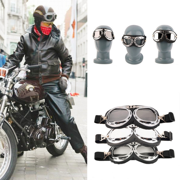 Vintage Motorcycle Carting Goggles Glasses Mirror Pilot Biker Helmet Sunglasses Scooter Cruiser GlassesMotocross Racing EyewearFree Shipping