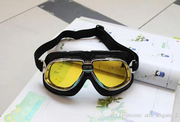 Motocross goggles / dustproof windshield / outdoor goggles / riding glasses black leather silver frame002