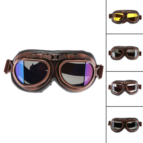 Motorcycle Goggles Glasses Vintage Motocross Classic Goggles Retro Aviator Pilot Cruiser Steampunk ATV Bike UV Protection Copper