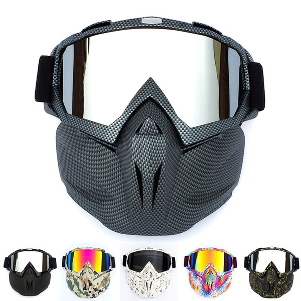 NEW Motorcycle Goggles Mask Detachable MTB Protect Padding UV Motorbike Glasses Helmet Sunglasses Face Mask Vintage Road Riding