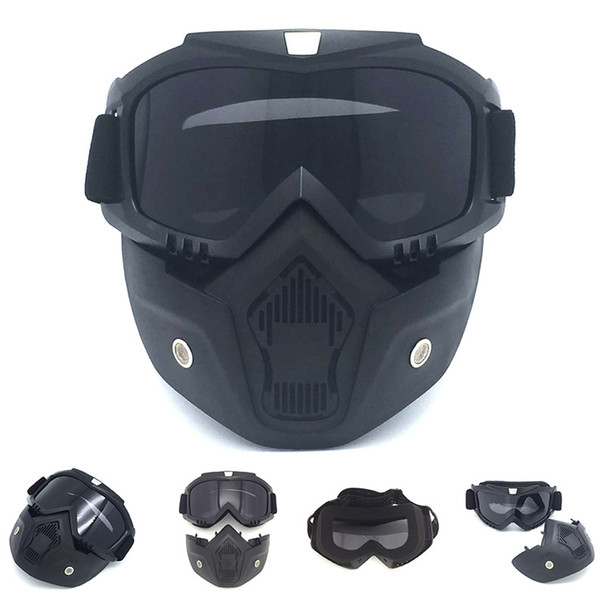 Harley Style Motorcycle Goggles with Mask Removable, Helmet Sunglasses Protect Padding, Road Riding UV Motorbike Glasses