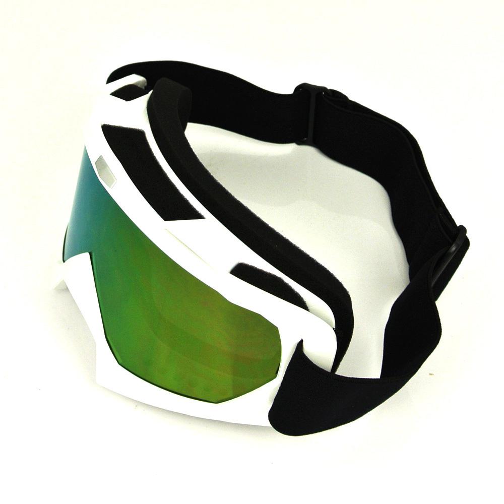 WHITE Flexible Goggles Tinted UV Motorcycle Motocross Bike Cross Country GOGGLES