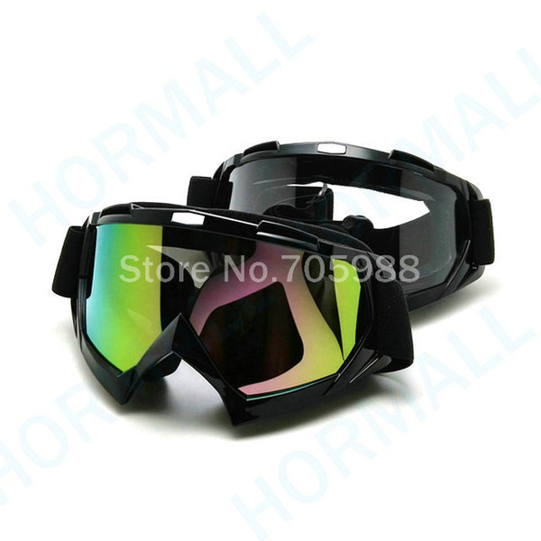 BLACK Motorcycle Ski Bicycle Cycling Goggles Motocross Dirt Bike Glasses UV400 Scooter 2 lens